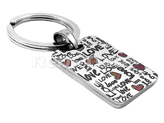 Ocelová klíčenka love s textem